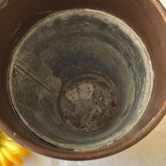 🌺 Pottery Barn; VINTAGE Copper Medium Vase w/ Galvanized Steel Waterproof Lining - Picture 4 of 9
